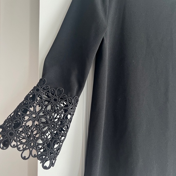 Ann Taylor black lace bell cuff top - Picture 3 of 5